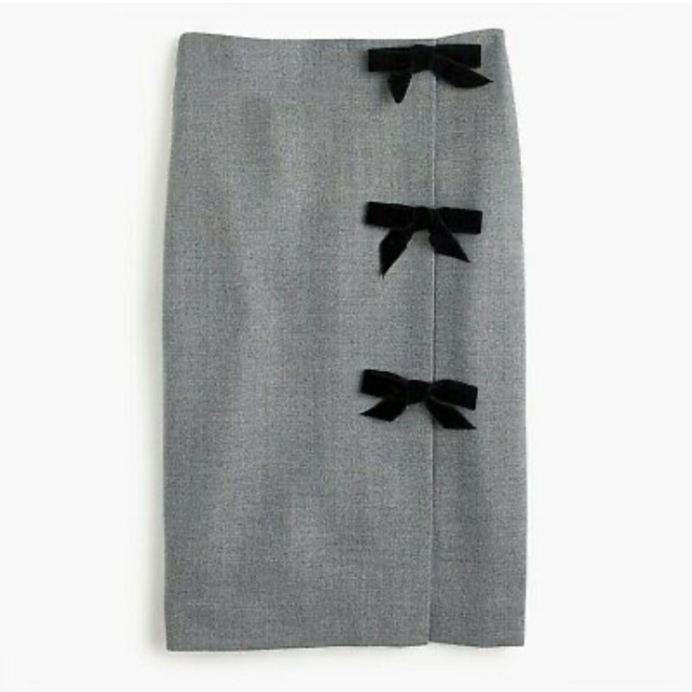 NWOT J Crew Bow Pencil Skirt in Double-Serge Wool
